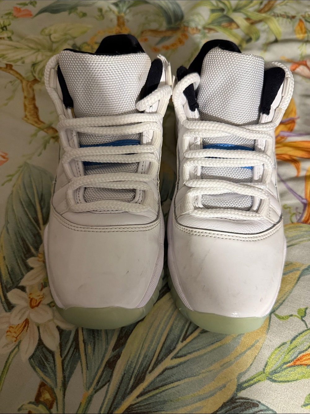 Jordan Kids White and Black Sneakers with Blue Accent